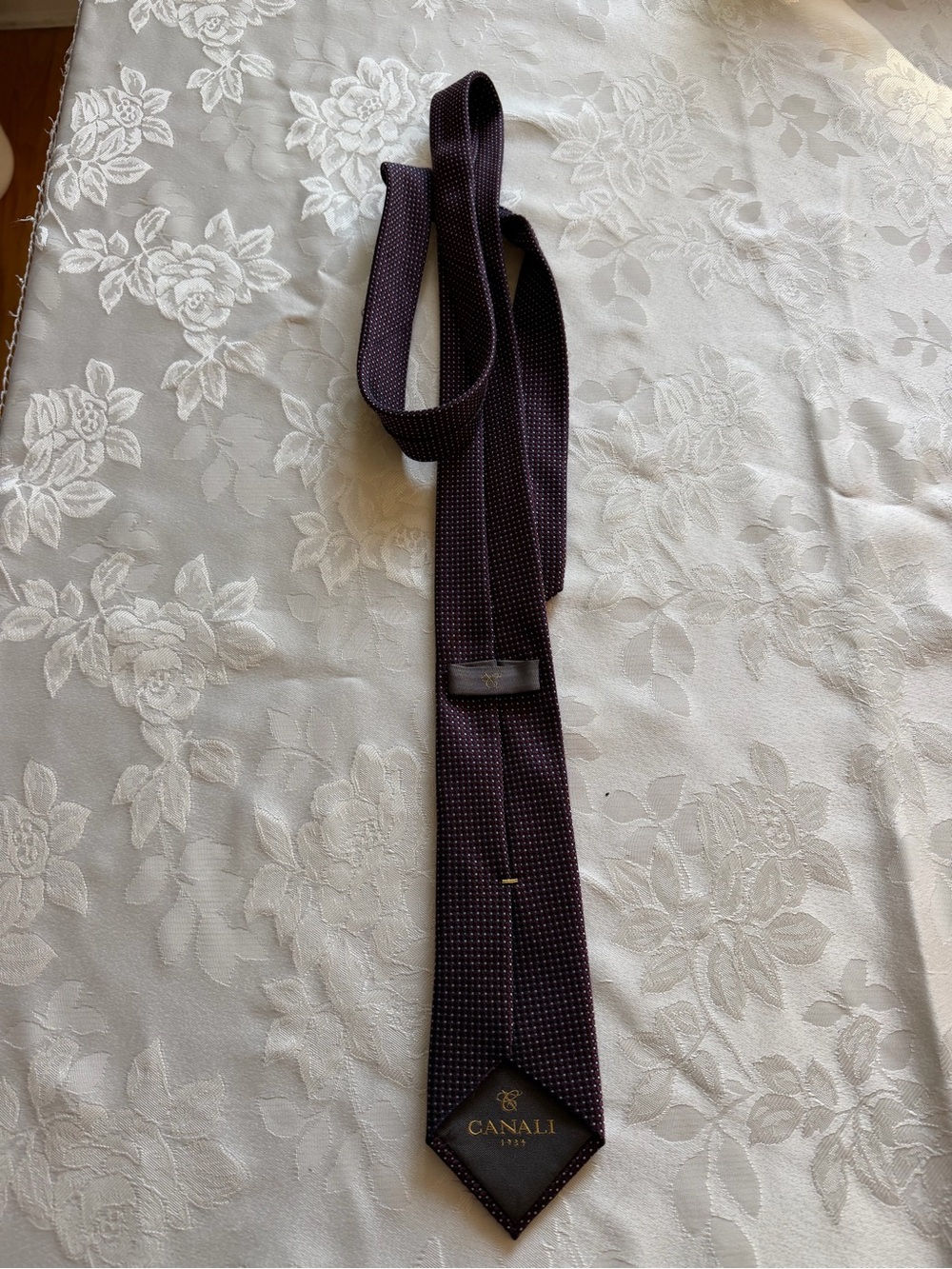 Canali Burgundy Microdot Silk Tie